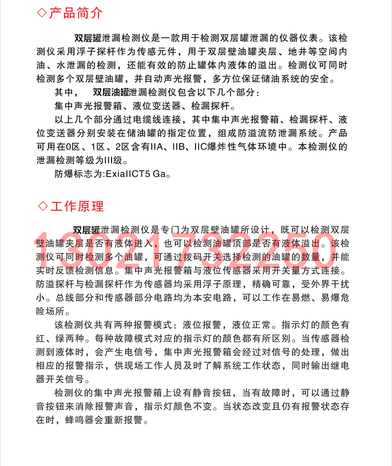 一拖二双层罐测漏装置